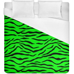 Bright Neon Green And Black Tiger Stripes  Duvet Cover (king Size)