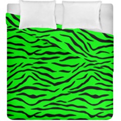 Bright Neon Green And Black Tiger Stripes  Duvet Cover Double Side (king Size) by PodArtist