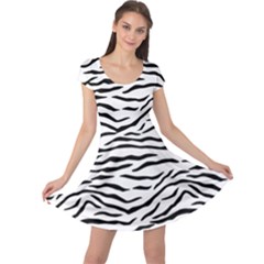 Black And White Tiger Stripes Cap Sleeve Dress by PodArtist