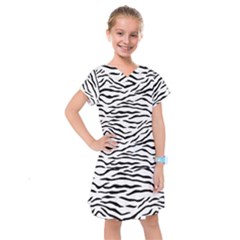 Black And White Tiger Stripes Kids  Drop Waist Dress by PodArtist