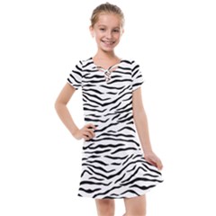 Black And White Tiger Stripes Kids  Cross Web Dress by PodArtist