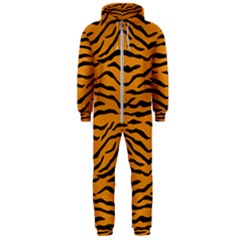 Orange And Black Tiger Stripes Hooded Jumpsuit (men)  by PodArtist