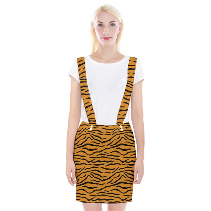 Orange and Black Tiger Stripes Braces Suspender Skirt