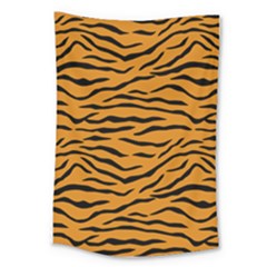 Orange And Black Tiger Stripes Large Tapestry by PodArtist