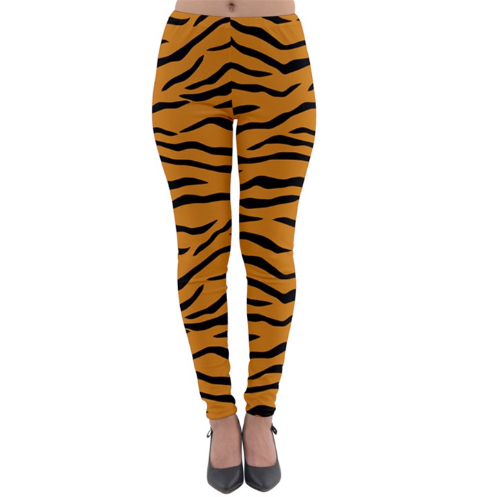 Orange and Black Tiger Stripes Lightweight Velour Leggings