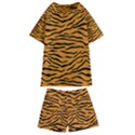 Orange and Black Tiger Stripes Kids  Swim Tee and Shorts Set View1