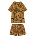 Orange and Black Tiger Stripes Kids  Swim Tee and Shorts Set View2