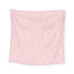 Elios Shirt Faces In White Outlines On Pale Pink Cmbyn Square Tapestry (small) by PodArtist