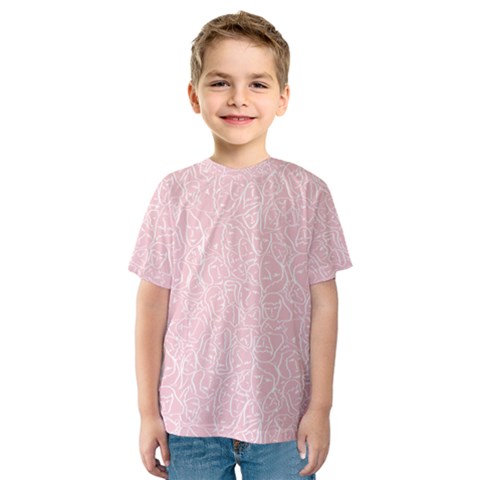 Elios Shirt Faces In White Outlines On Pale Pink Cmbyn Kids  Sport Mesh Tee by PodArtist