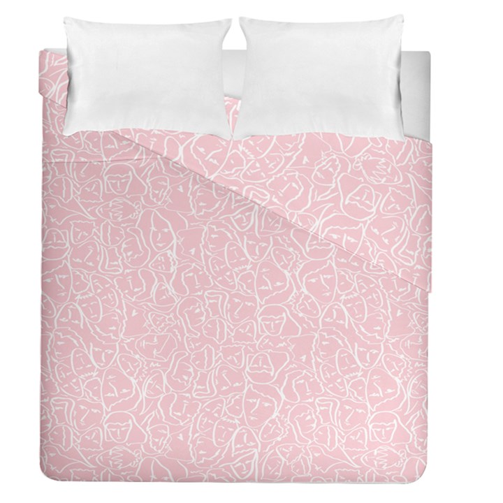 Elios Shirt Faces in White Outlines on Pale Pink CMBYN Duvet Cover Double Side (Queen Size)