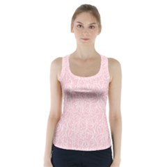 Elios Shirt Faces In White Outlines On Pale Pink Cmbyn Racer Back Sports Top by PodArtist