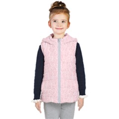 Elios Shirt Faces In White Outlines On Pale Pink Cmbyn Kid s Hooded Puffer Vest by PodArtist