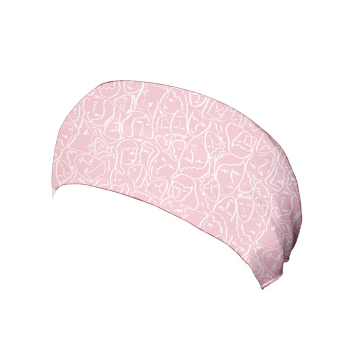 Elios Shirt Faces in White Outlines on Pale Pink CMBYN Yoga Headband