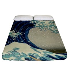 The Classic Japanese Great Wave Off Kanagawa By Hokusai Fitted Sheet (king Size) by PodArtist