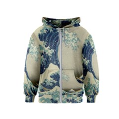 The Classic Japanese Great Wave Off Kanagawa By Hokusai Kids  Zipper Hoodie by PodArtist