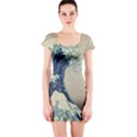 The Classic Japanese Great Wave off Kanagawa by Hokusai Short Sleeve Bodycon Dress View1