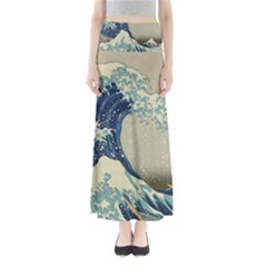 The Classic Japanese Great Wave Off Kanagawa By Hokusai Full Length Maxi Skirt by PodArtist