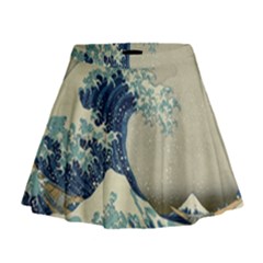 The Classic Japanese Great Wave Off Kanagawa By Hokusai Mini Flare Skirt by PodArtist