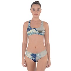 The Classic Japanese Great Wave Off Kanagawa By Hokusai Criss Cross Bikini Set by PodArtist