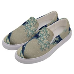 The Classic Japanese Great Wave Off Kanagawa By Hokusai Men s Canvas Slip Ons by PodArtist