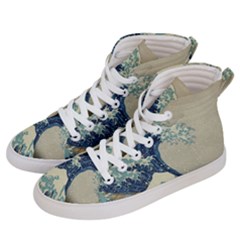 The Classic Japanese Great Wave Off Kanagawa By Hokusai Men s Hi-top Skate Sneakers by PodArtist