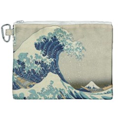 The Classic Japanese Great Wave Off Kanagawa By Hokusai Canvas Cosmetic Bag (xxl) by PodArtist