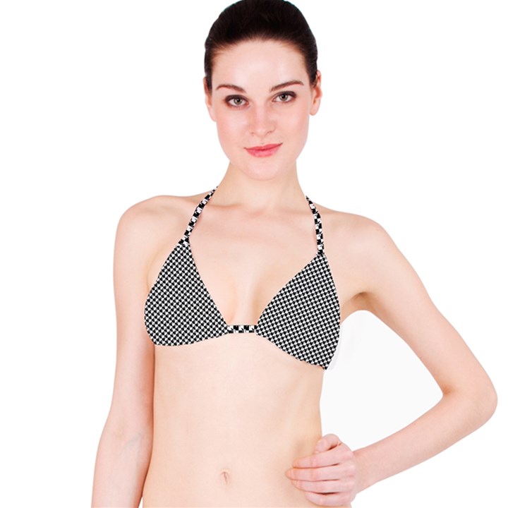 Black and White Checkerboard Weimaraner Bikini Top