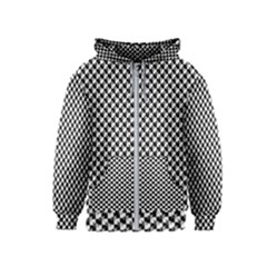 Black And White Checkerboard Weimaraner Kids  Zipper Hoodie by PodArtist