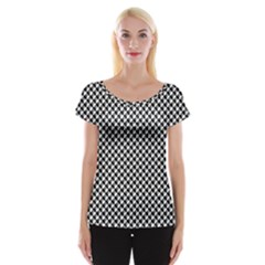 Black And White Checkerboard Weimaraner Cap Sleeve Tops by PodArtist