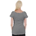 Black and White Checkerboard Weimaraner Cap Sleeve Tops View2