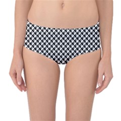 Black And White Checkerboard Weimaraner Mid-waist Bikini Bottoms by PodArtist