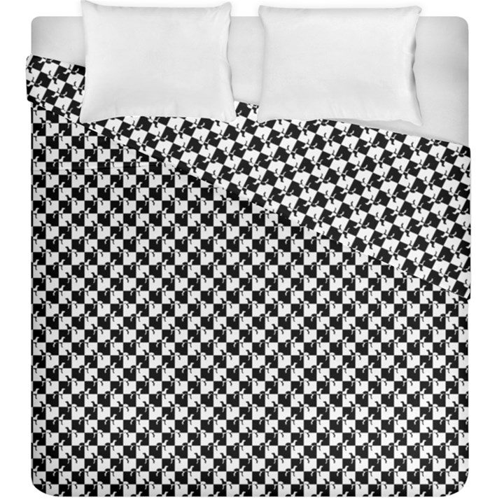 Black and White Checkerboard Weimaraner Duvet Cover Double Side (King Size)