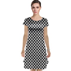 Black And White Checkerboard Weimaraner Cap Sleeve Nightdress by PodArtist