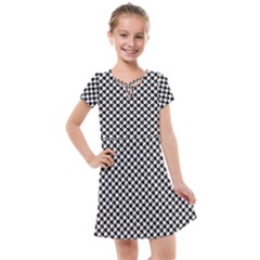 Black And White Checkerboard Weimaraner Kids  Cross Web Dress by PodArtist