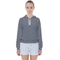 Black And White Checkerboard Weimaraner Women s Tie Up Sweat by PodArtist