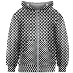 Black And White Checkerboard Weimaraner Kids Zipper Hoodie Without Drawstring by PodArtist