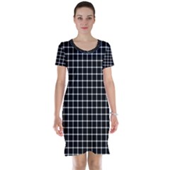 Black And White Optical Illusion Dots And Lines Short Sleeve Nightdress by PodArtist