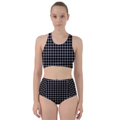 Black And White Optical Illusion Dots And Lines Racer Back Bikini Set by PodArtist