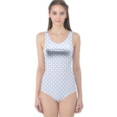 Alice Blue Quatrefoil In An English Country Garden One Piece Swimsuit by PodArtist