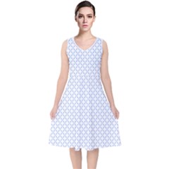 Alice Blue Quatrefoil In An English Country Garden V-neck Midi Sleeveless Dress  by PodArtist