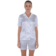 Alice Blue Quatrefoil In An English Country Garden Satin Short Sleeve Pyjamas Set by PodArtist