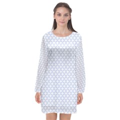 Alice Blue Quatrefoil In An English Country Garden Long Sleeve Chiffon Shift Dress  by PodArtist