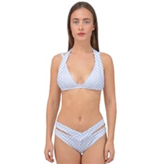 Alice Blue Quatrefoil In An English Country Garden Double Strap Halter Bikini Set by PodArtist