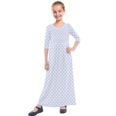 Alice Blue Quatrefoil In An English Country Garden Kids  Quarter Sleeve Maxi Dress by PodArtist