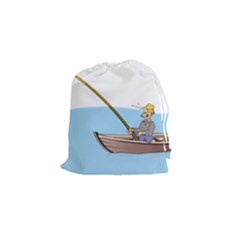 Fishing Fish Fisherman Boat Mare Drawstring Pouches (small)  by Sapixe