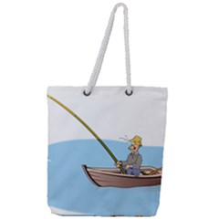 Fishing Fish Fisherman Boat Mare Full Print Rope Handle Tote (large) by Sapixe