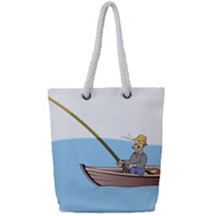 Fishing Fish Fisherman Boat Mare Full Print Rope Handle Tote (small) by Sapixe