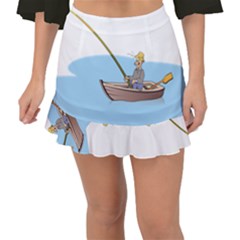 Fishing Fish Fisherman Boat Mare Fishtail Mini Chiffon Skirt by Sapixe