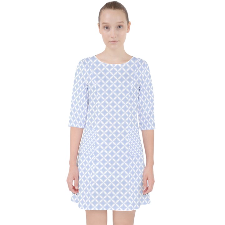 Alice Blue Quatrefoil in an English Country Garden Pocket Dress