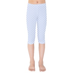 Alice Blue Quatrefoil In An English Country Garden Kids  Capri Leggings 